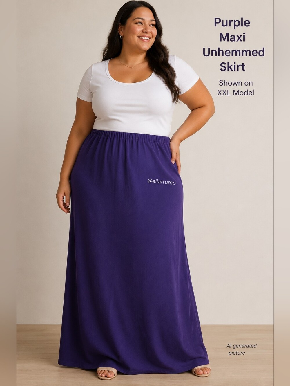 Purple Poly Maxi Skirt XXL no Tags No Hem